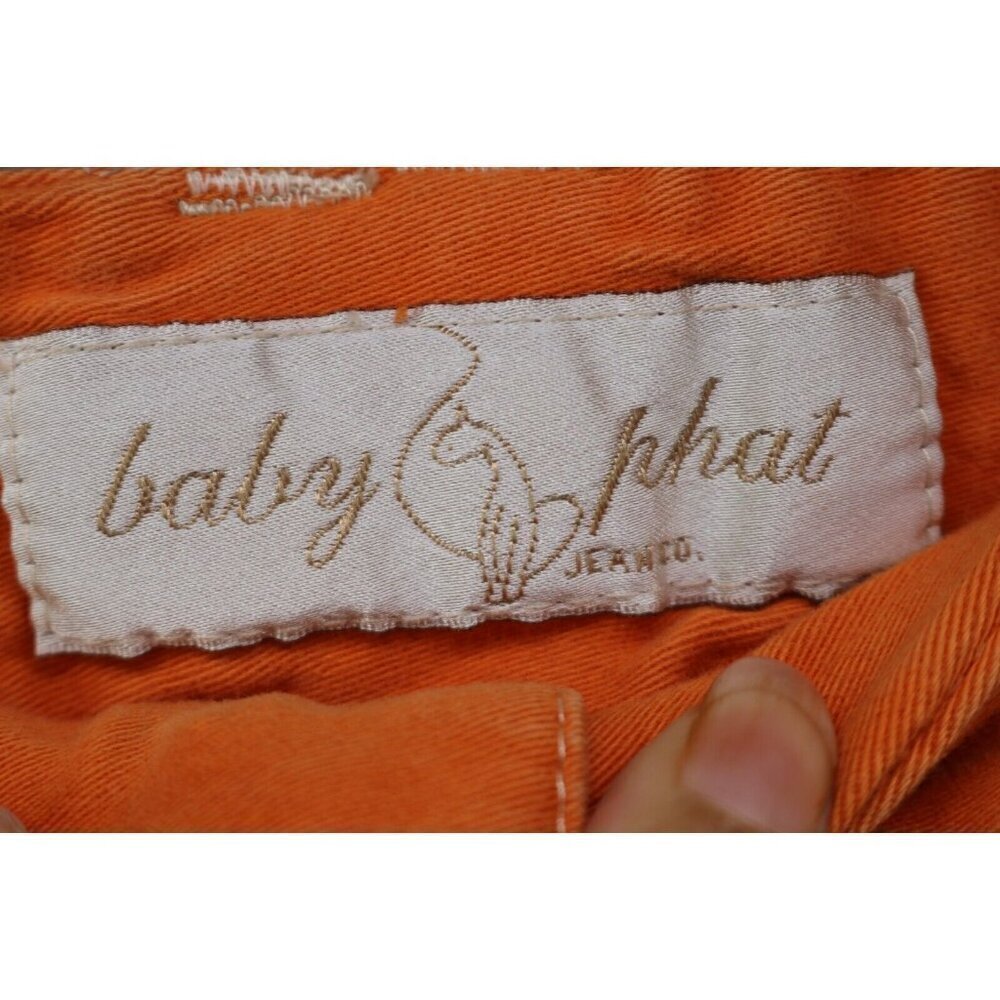 Baby Phat Orange Denim Skirt-Size 20-Pockets-Vintage-Y2K-Logo - Picture 7 of 14